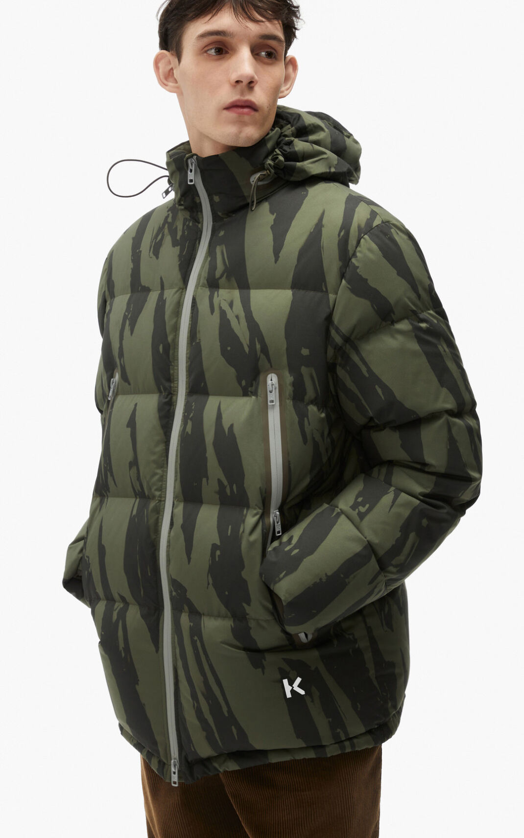 Kenzo Pleat Camo Dunjakke Herre - LyseGrå DK-632290